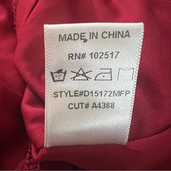 Soprano A-line dress, lined, embroidered, size XL, dark red with white,pre-owned - Picture 8 of 10